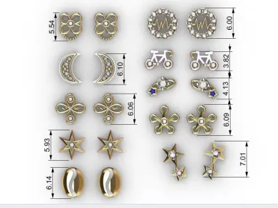 Aretes -Topitos para dama paquete de 10 -v 3D print model