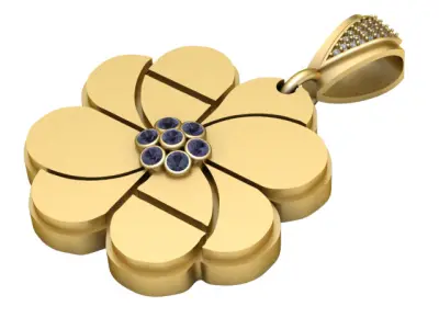 gold flower pendant 3D print model