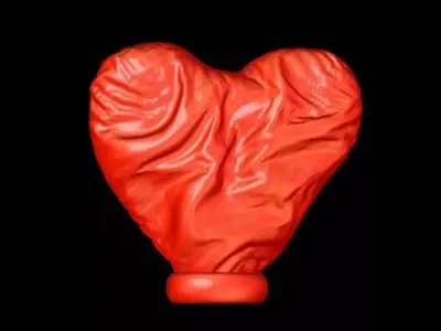 Crumpled Cloth Heart 3D print model