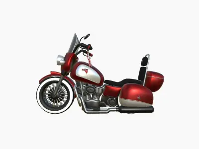 Motorcycle Cartoon B07 Red White - Custom Vehicle Design Low-poly 3D model