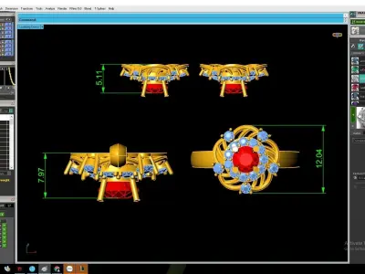 Luxury Floral Gemstone Jewelry Set 3D Model 3146 3D print model