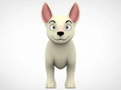 White Bull Terrier Low-poly 3D model