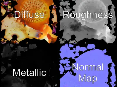 Ice Cream Waffle Cone Model Pack with Edible Flowers Low-poly 3D model