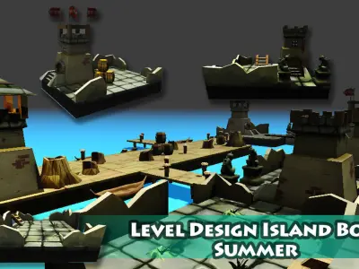 Level Island Toon Kit Pack Low-poly 3D model
