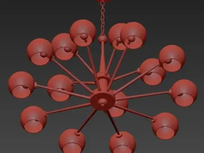 Thalia chandelier Blue glass 15 3D model