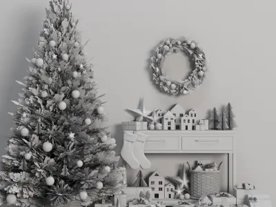 Christmas decorative set 3D model