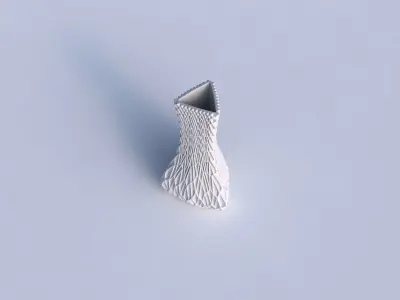 Vase puffy triangle with grid piramides002 3D print model