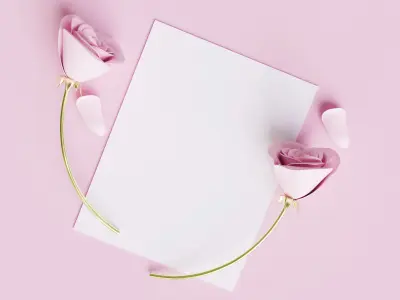 rose and paper Low-poly 3D model