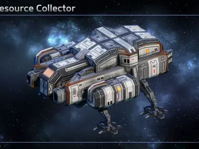 Spaceship Mining Operation Low-poly 3D model