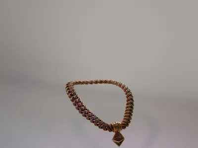 Ethereum Chain Gold Necklace with Geometric Pendant Free low-poly 3D model