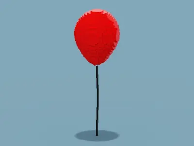 Voxel Red Balloon Low-poly 3D model