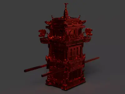 Chinese wedding sedan   Low-poly 3D model