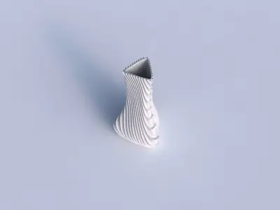 Vase puffy triangle with wavy extruded lines 2 3D print model