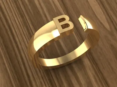 Alphabet Ring B 3D print model