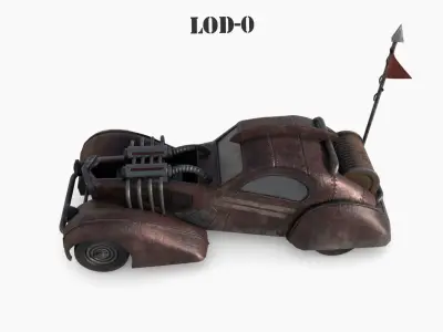 Post Apocalyptic Bugatti Low-poly War Car Game Asset Low-poly 3D model