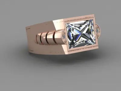 Rose Gold men Diamond Ring 3D print model 3D print model get