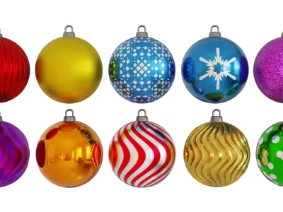 Christmas and New Year Tree Ball Ornaments 3D model