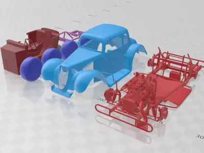 1934 Coupe - Separate Parts STL Model 3D print model