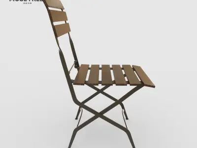 Chair French Cafe Bistro Folding Side  Low-poly 3D model