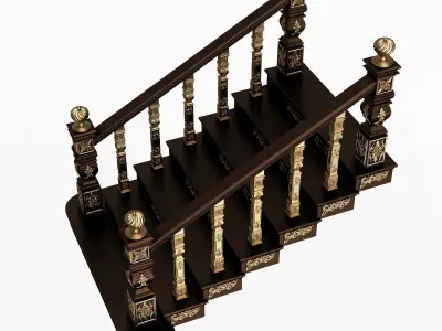 Carved Stairs Collection Black Low-poly 3D model