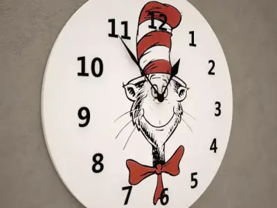 Cat in the Hat Style Wall Clock 11 3D model