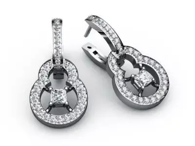 earring pair of gold earrings with diamonds Free 3D print model