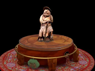Chinese bamboo carving figure  3D model