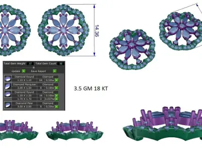 Women Earrings 3dm STL OBJ FBX Renders Details 3D print model 8