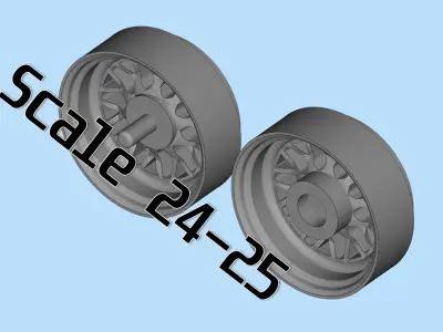 High detail Wheel 3d model STL files for Scaled Tire Rims 3D print model