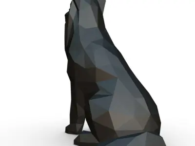 border collie low poly 3D print model