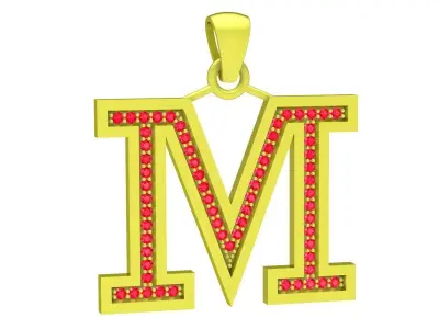 Luxury Letter M Initial Pendant 3D Jewelry Model 4101 3D print model