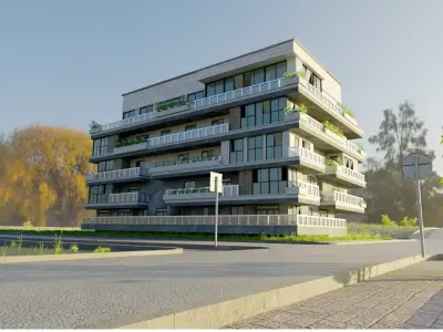 Modern Apartment Building 3D Model 3D model