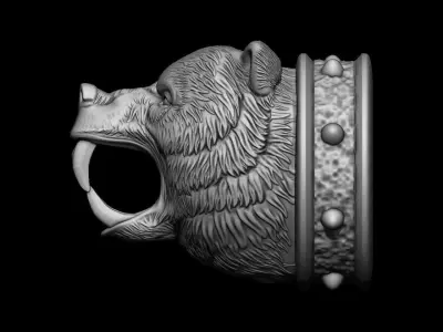 bear head decorative cord ends  3D print model