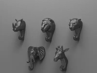 Safari Collection Wall Hooks 3D print model