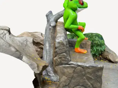 Rainforest Cafe bench and frog 3D model