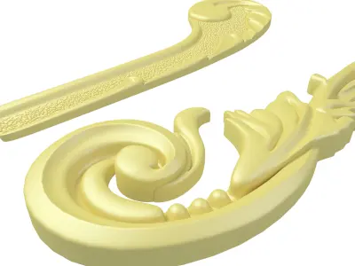 bas-relief two ornately carved pieces of jewelry 3D model