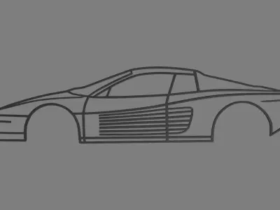 Ferrari Testarossa Wall Silhouette 3D print model