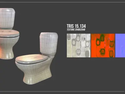 Toilet with seat Low-poly 3D model