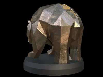 Steampunk Panda Pose Low-poly 3D model