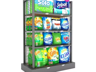 cleaning product market stand 02  Low-poly 3D model