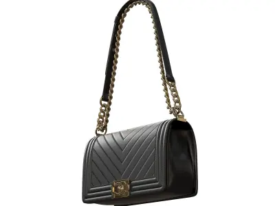 Boy Handbag Black Gold Leather Low-poly 3D model