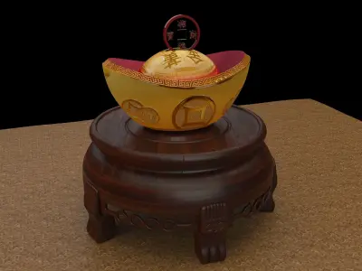 chinese gold ingot  3D model