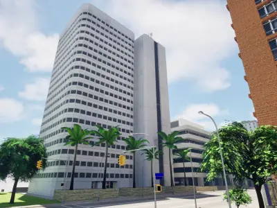 City Downtown Skyscraper Street - Unreal - Lot 05 Low-poly 3D model