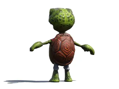 Comic Turtle V2 Riged PBR Low-poly 3D model