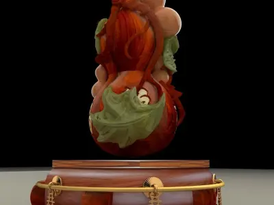 Chinese  gourd with display stand   3D model