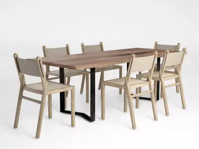 Jardan Brooklyn chair and River Table 3D model