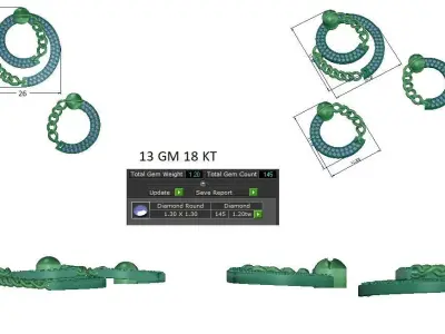 Pendant Earrings combo - 0072 3D print model