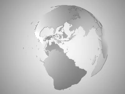 Grey Globe Shell Planet Earth  3D model