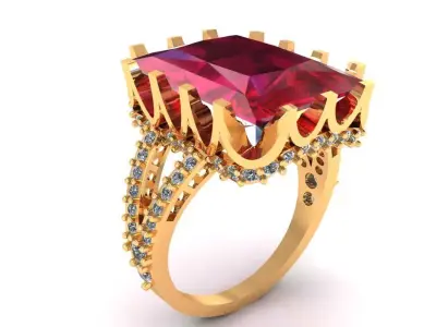 Women Ring 52 radiant diamond cut engagement ring for women 3D print model