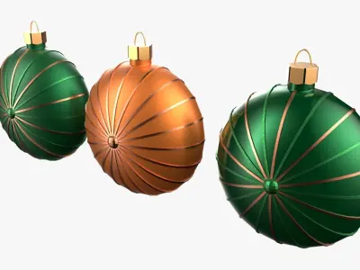Christmas Tree Ornament Set7 - Green Orange 3D model